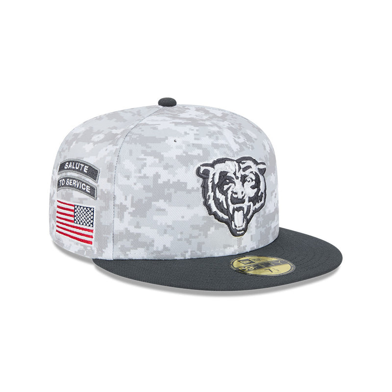 Chicago Bears New Era Arctic Camo/Graphite 2024 Salute To Service 59FIFTY Fitted Hat