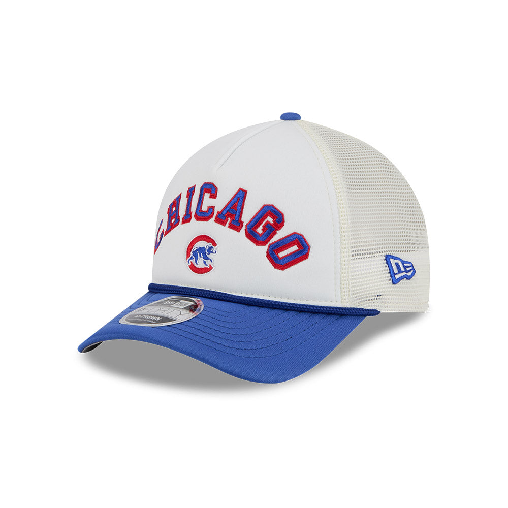 Chicago Cubs New Era 9FORTY Chrome Arch A-Frame Trucker Hat