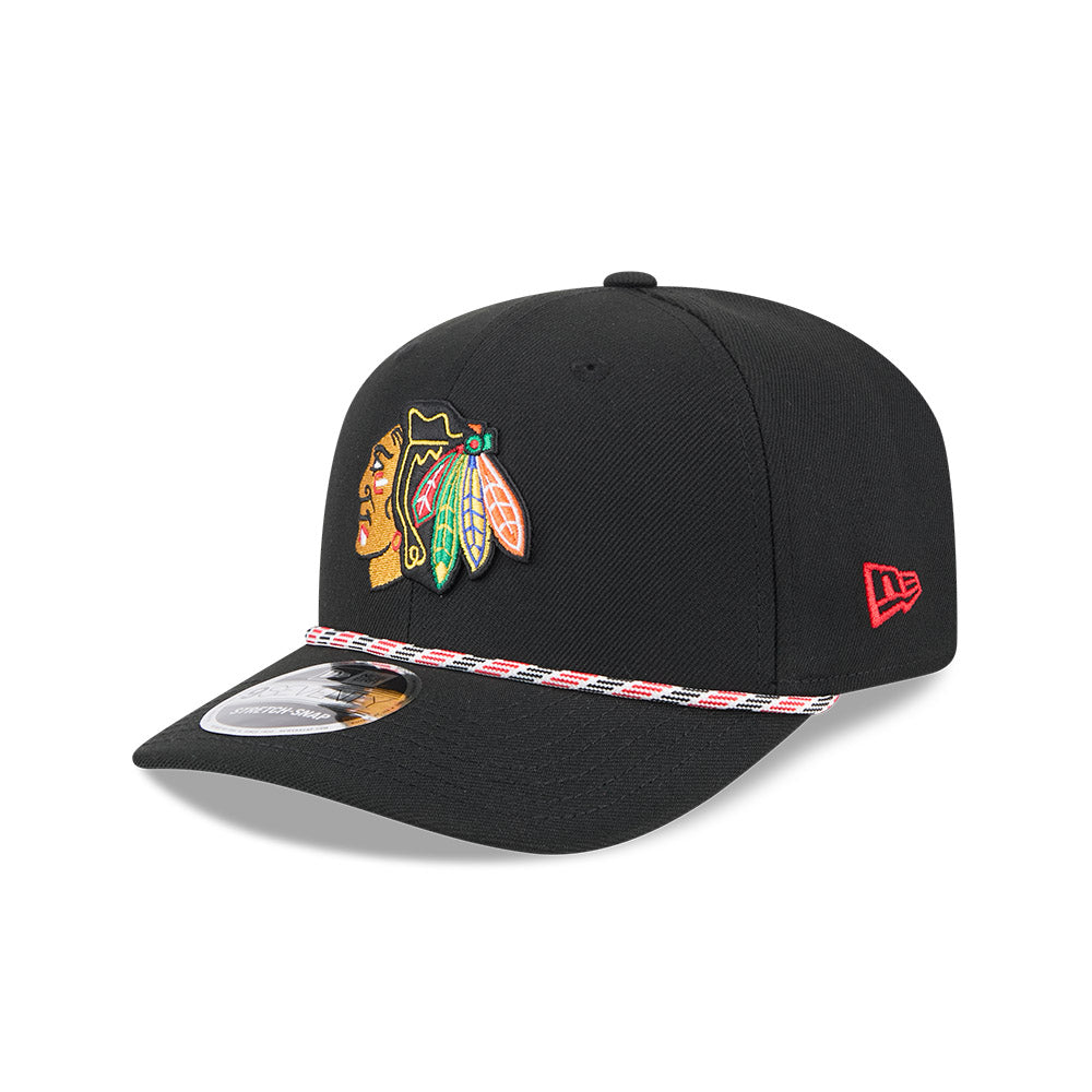 Chicago Blackhawks New Era 9SEVENTY Black Multi-Rope Stretch-Snap Adjustable Hat