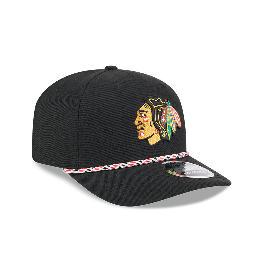 Chicago Blackhawks New Era 9SEVENTY Black Multi-Rope Stretch-Snap Adjustable Hat