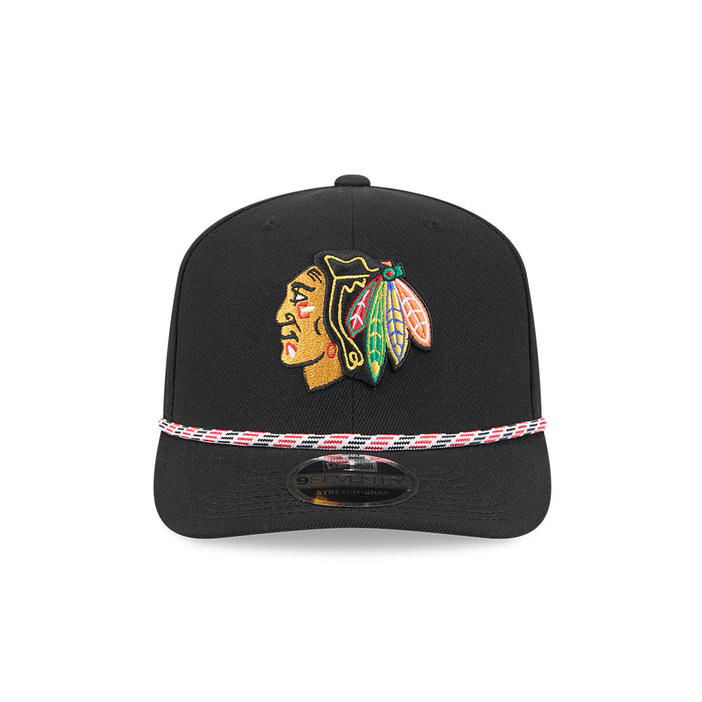 Chicago Blackhawks New Era 9SEVENTY Black Multi-Rope Stretch-Snap Adjustable Hat