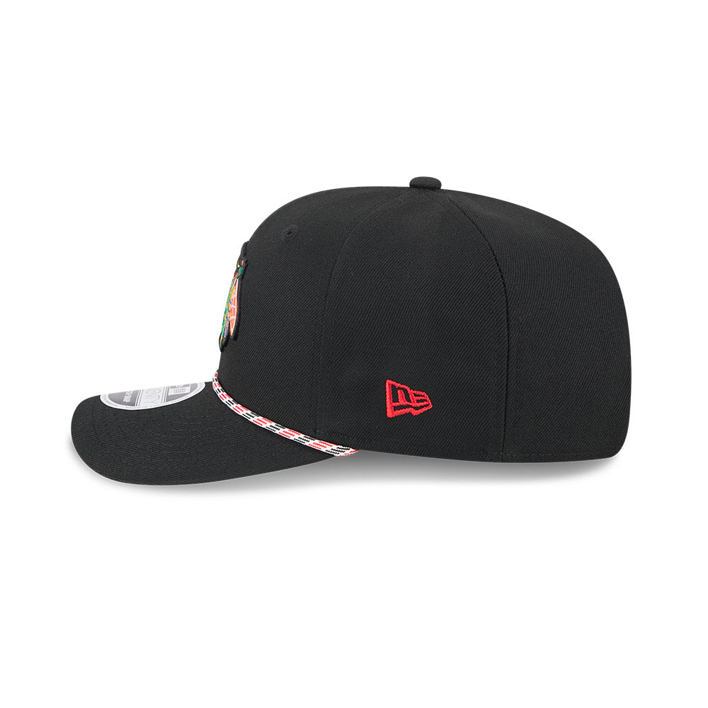 Chicago Blackhawks New Era 9SEVENTY Black Multi-Rope Stretch-Snap Adjustable Hat