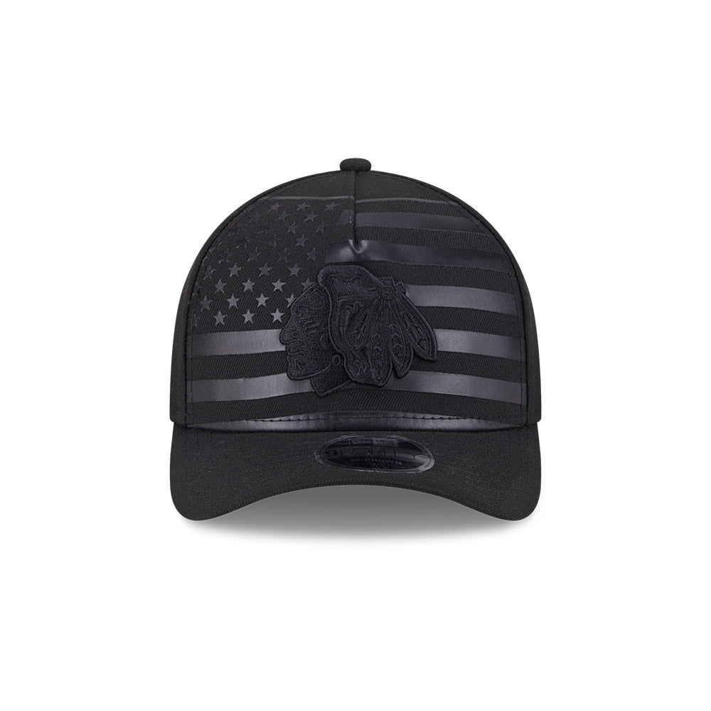 Chicago Blackhawks Black Flag New Era 9FORTY M-Crown A-Frame Adjustable Hat