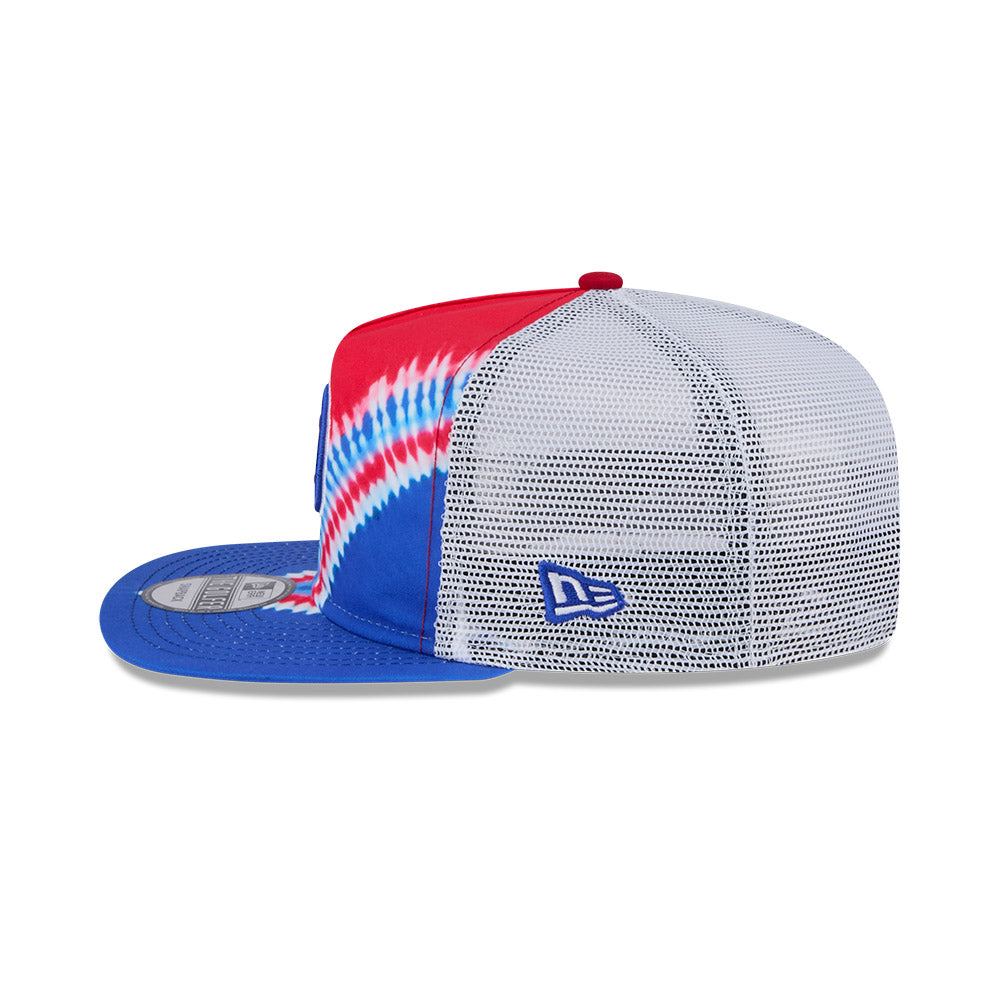 Chicago Cubs New Era Golfer Tie-Dye Bullseye Trucker Mesh Adjustable Hat