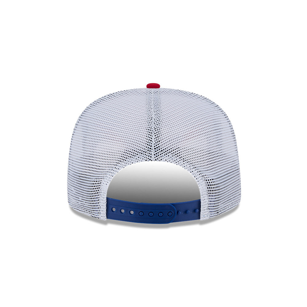 Chicago Cubs New Era Golfer Tie-Dye Bullseye Trucker Mesh Adjustable Hat