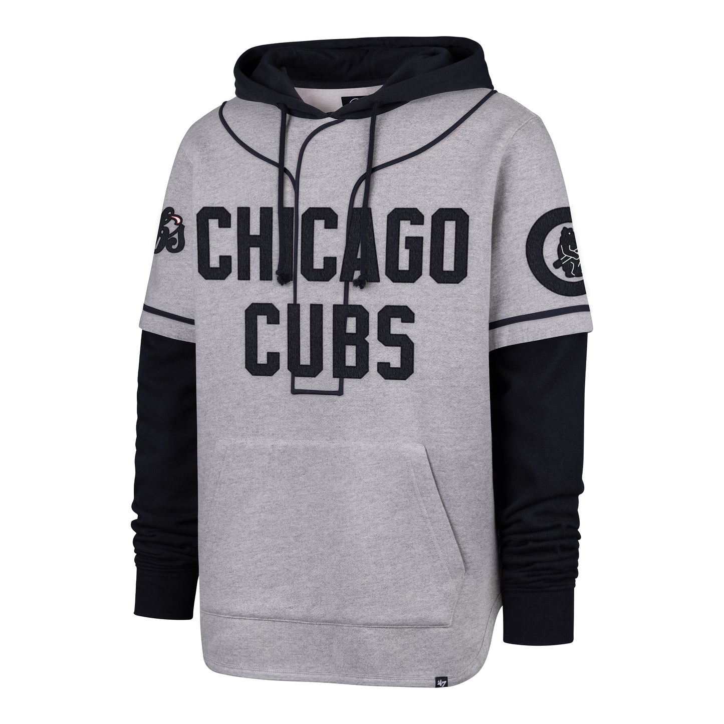 Chicago Cubs '47 Vintage Grey/Navy Fifties Shortstop Pullover Hoodie