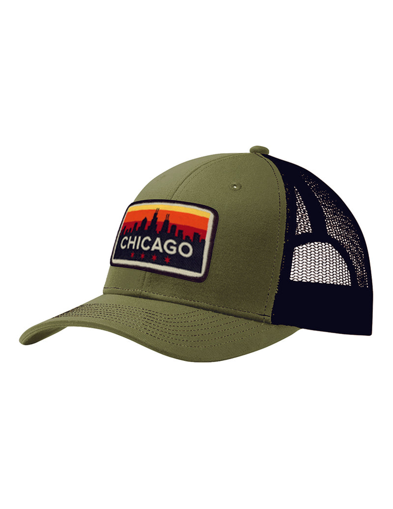 Chicago Woven Patch Rise Black Green Hat