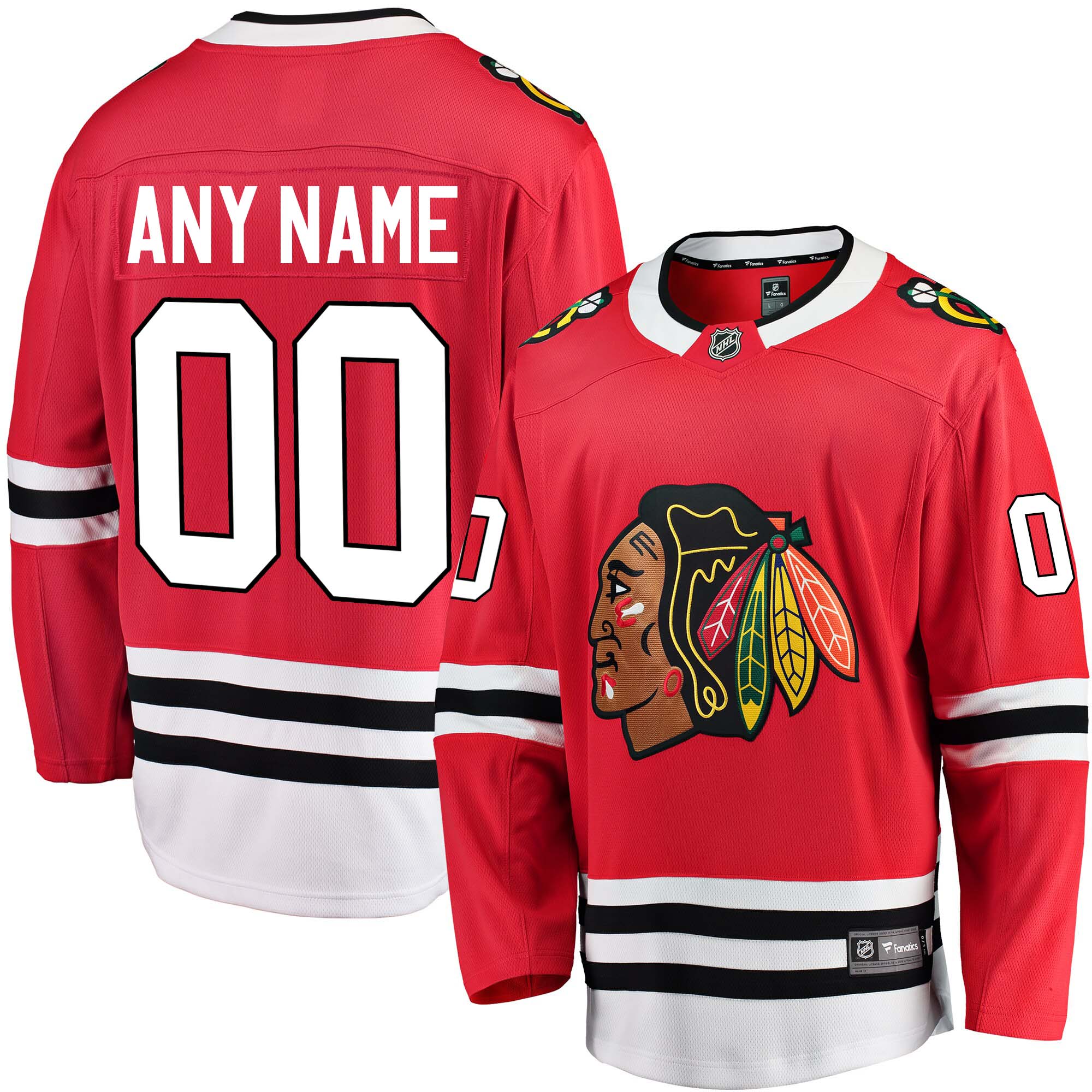 Custom Chicago Blackhawks Hockey Jersey Name and Number 2022 Reverse Retro Red Black