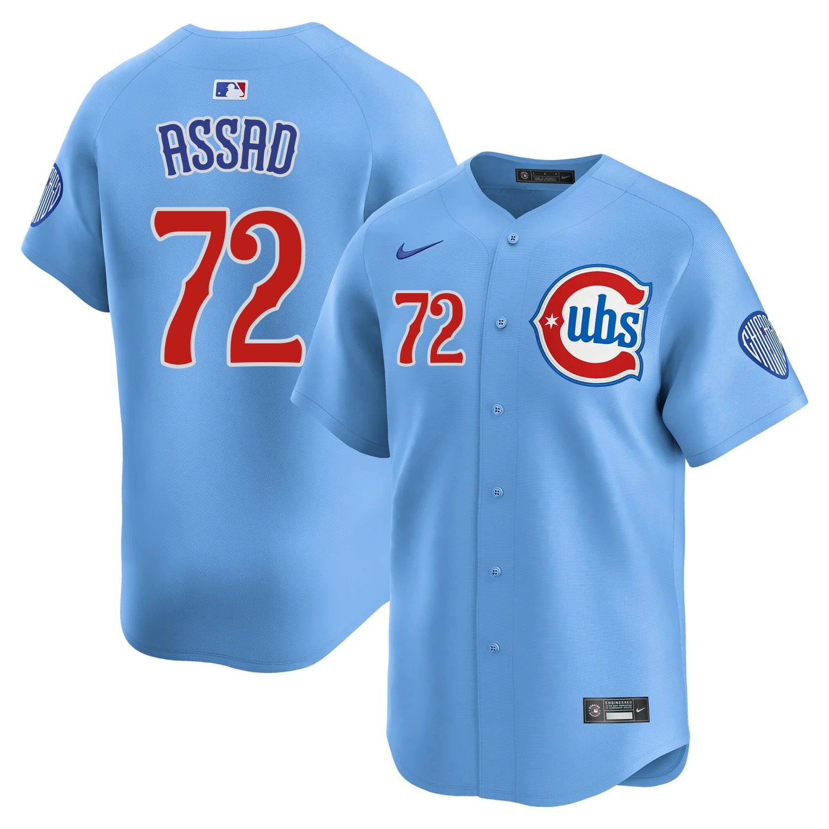 Javier Assad Chicago Cubs Nike Men's Light Blue 2nd Alternate