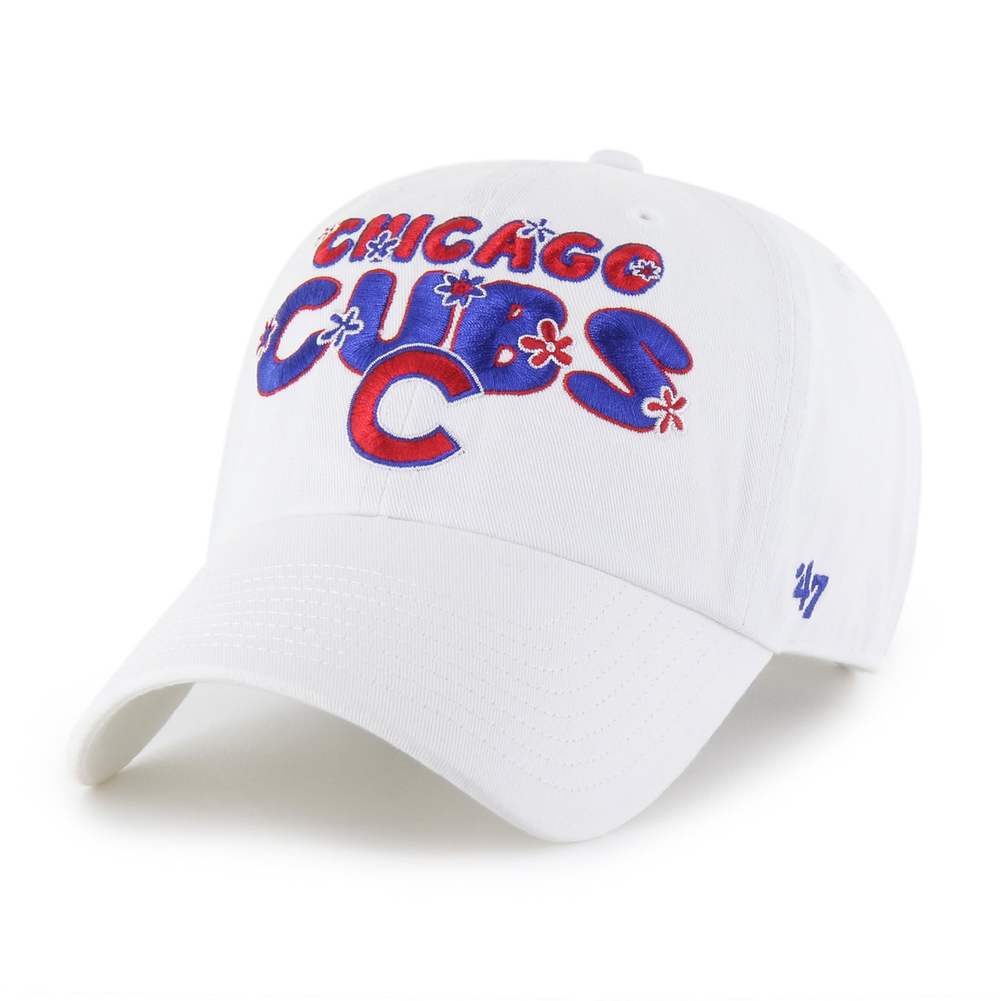Chicago Cubs '47 Women's White Dazey Fleur Power Clean Up Adjustable Hat