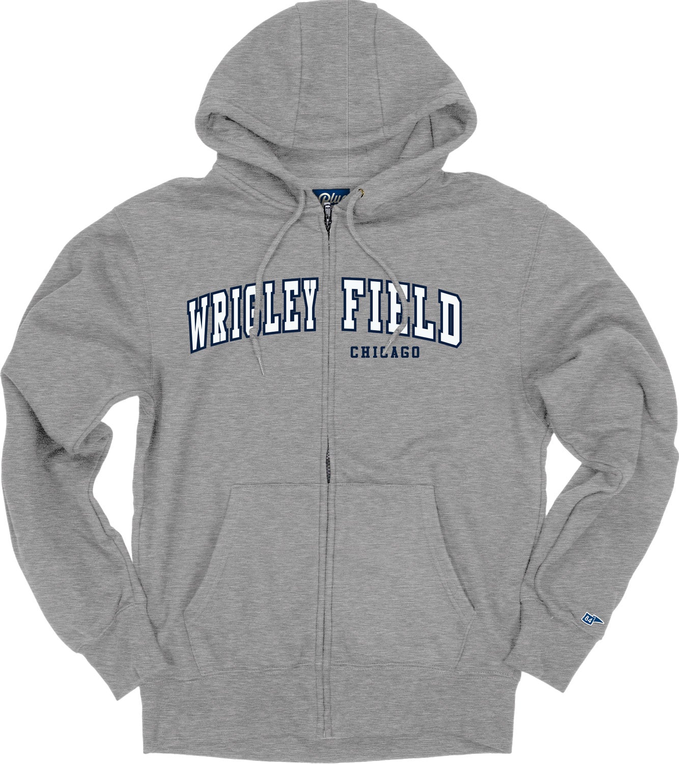 Wrigley Field Navy Arcade Baseball Felt Hooded Sweatshirt