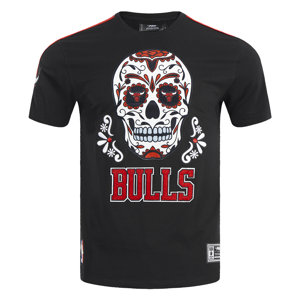 Chicago Bulls Sugar Skull Dia De Los Muertos Black T-Shirt