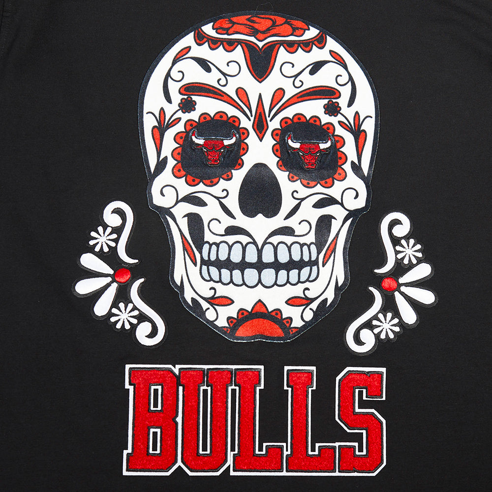 Chicago Bulls Sugar Skull Dia De Los Muertos Black T-Shirt