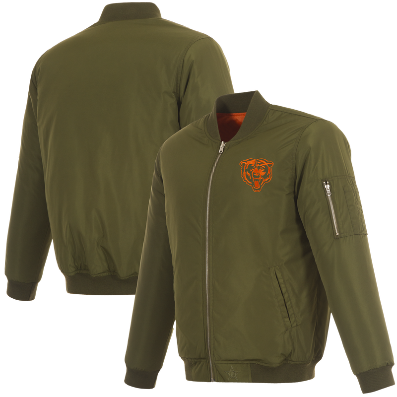 Chicago Bears Olive Army Nylon Jacket