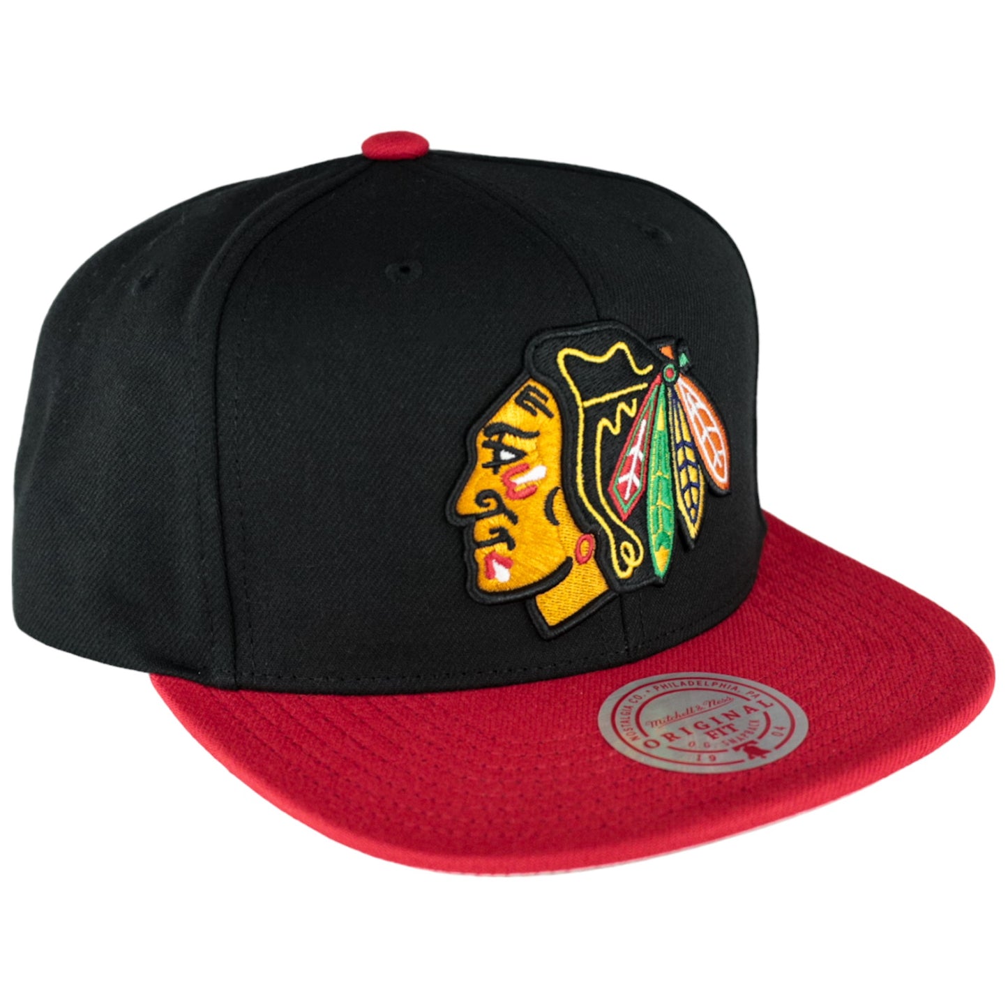 Chicago Blackhawks Black/Red Mitchell & Ness Snapback Hat