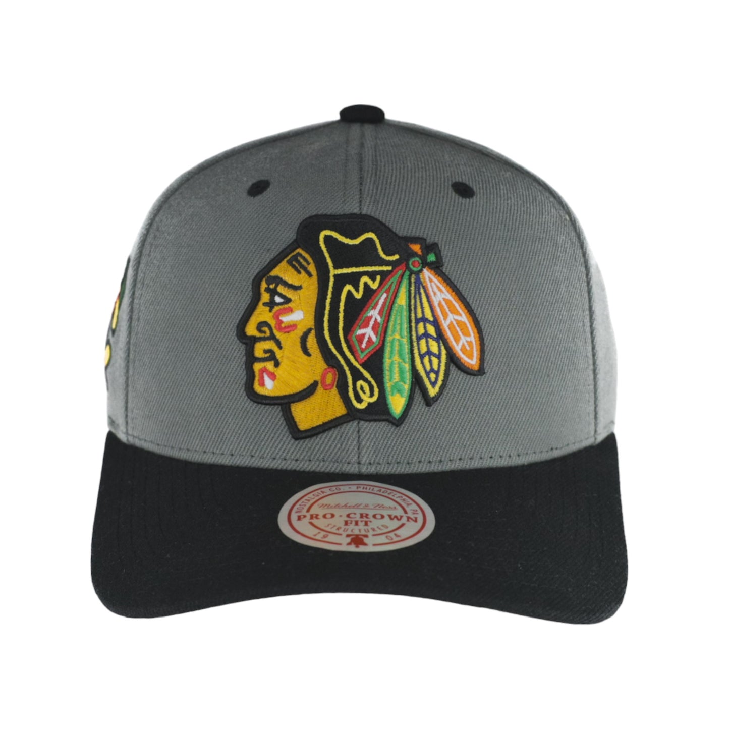 Chicago Blackhawks Charcoal Pro Crown Structured Mitchell & Ness Snapback Hat