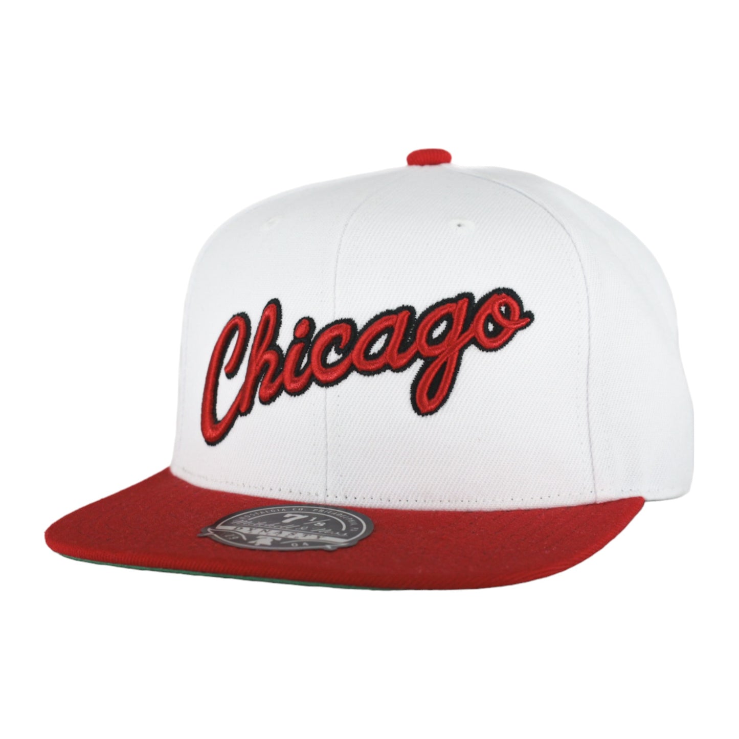 Chicago Bulls Mitchell & Ness Chicago Script White/Red Fitted Hat
