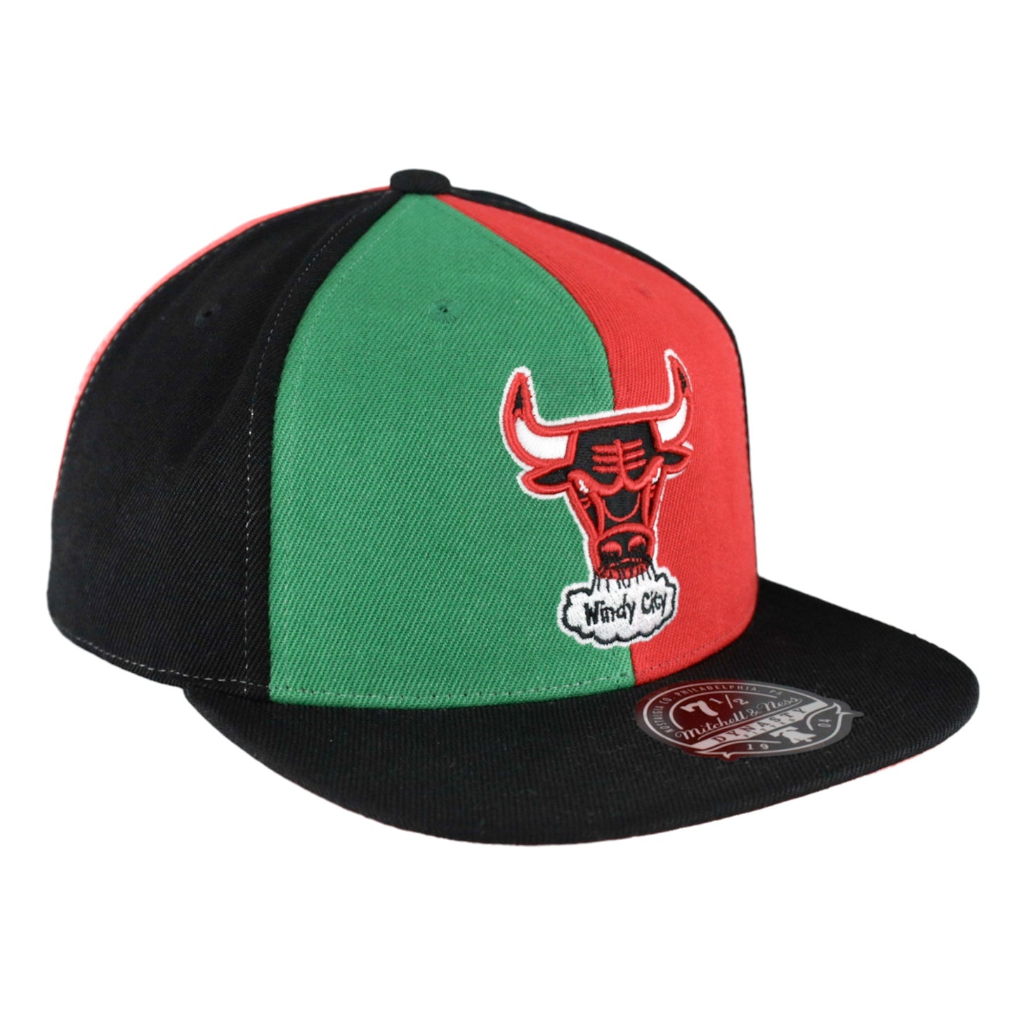 Chicago Bulls Black/Green/Red Tri-Color Mitchell & Ness Fitted Hat