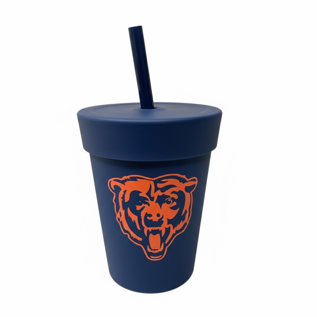 Chicago Bears 8oz. Silicone With Straw And Lid