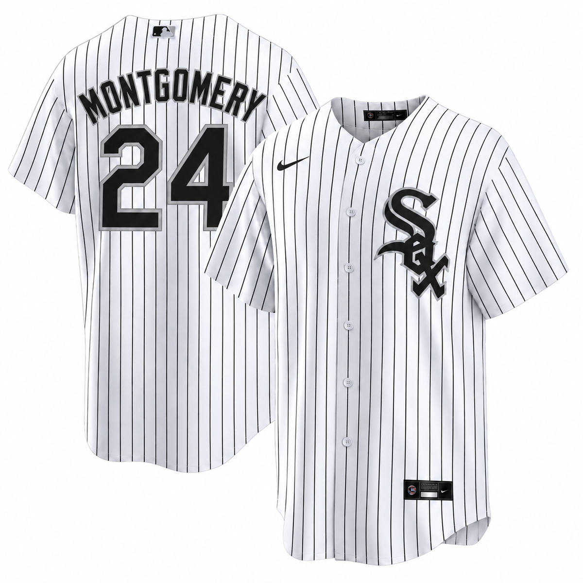 Braden Montgomery #24 Chicago White Sox Nike Men's Home White Pinstripe Jersey
