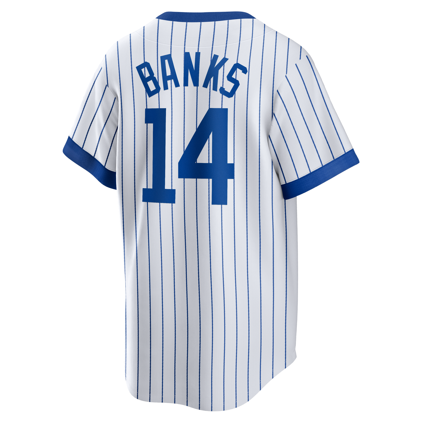 Ernie Banks Chicago Cubs Nike Cooperstown Pinstripe V-Neck Jersey