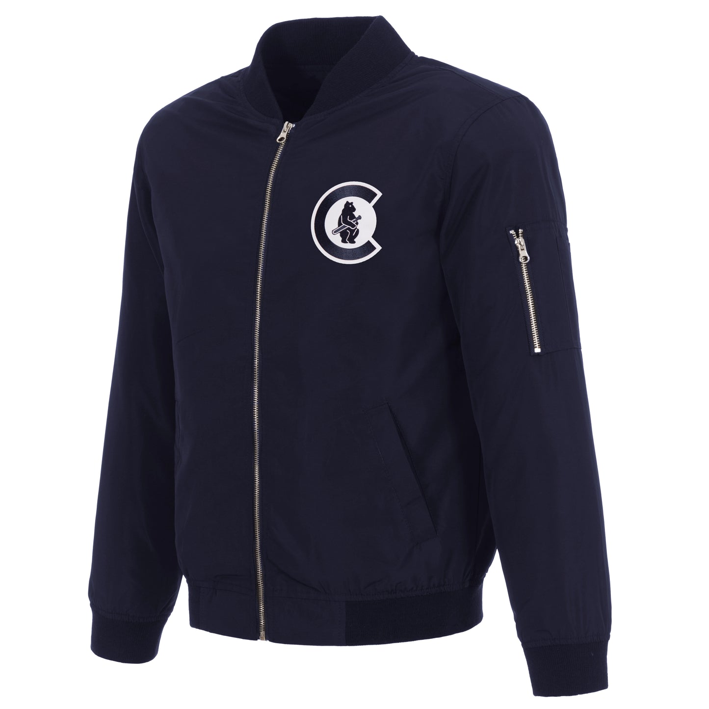 Chicago Cubs Navy Unisex Bomber JH Design Jacket 2