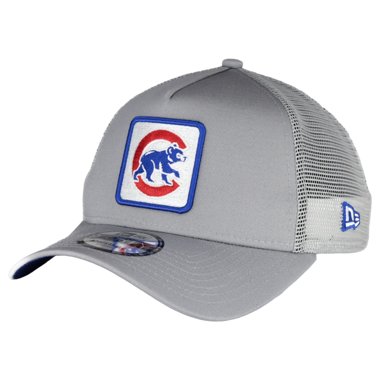 Chicago Cubs New Era 9FORTY A-Frame Grey Patch Trucker Hat