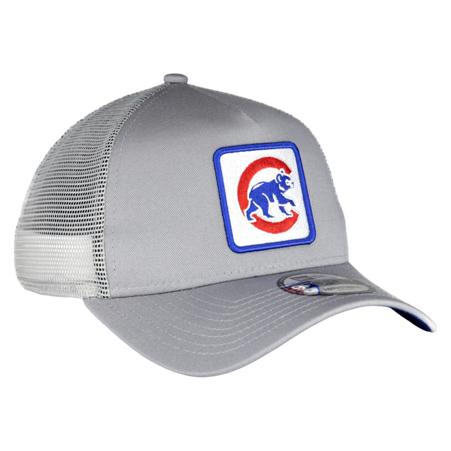 Chicago Cubs New Era 9FORTY A-Frame Grey Patch Trucker Hat