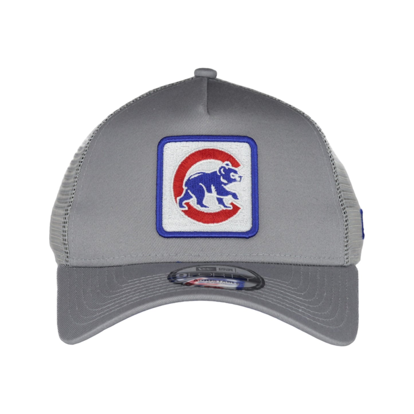 Chicago Cubs New Era 9FORTY A-Frame Grey Patch Trucker Hat