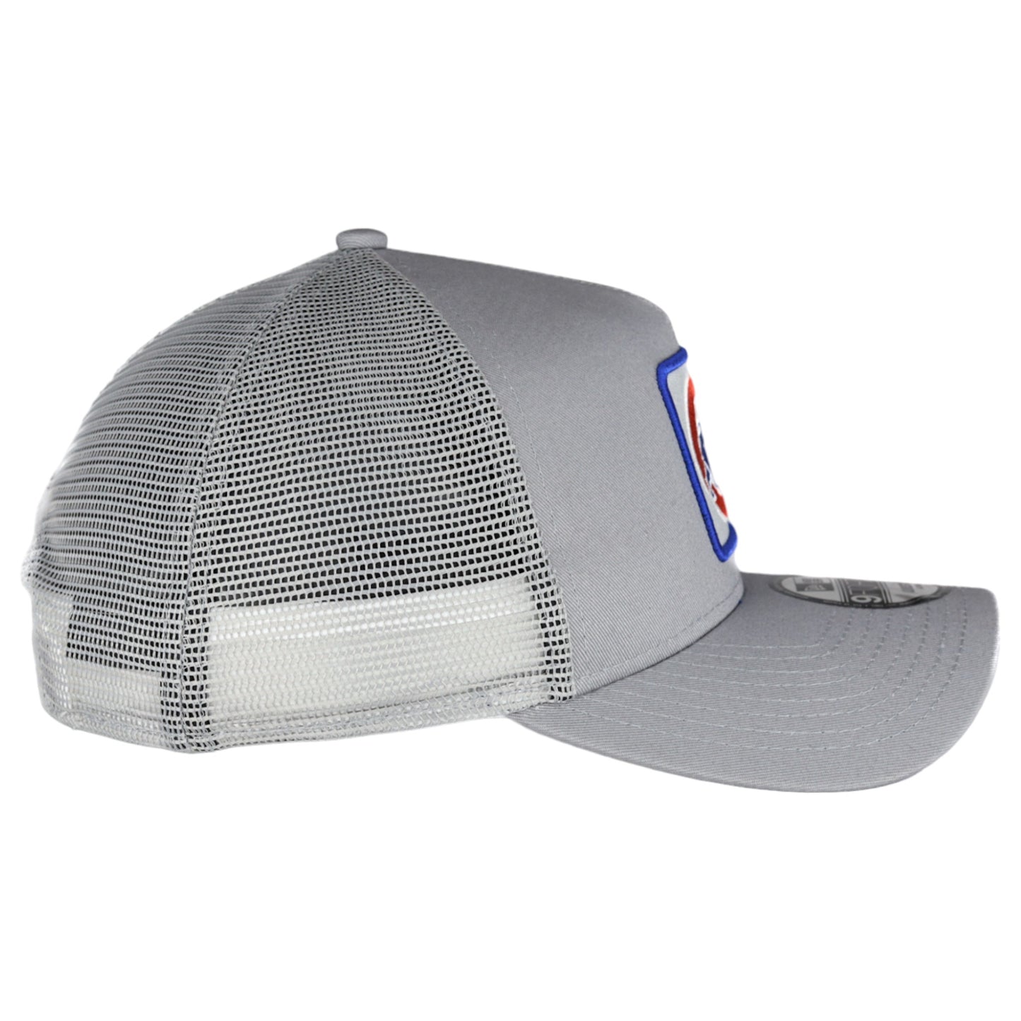 Chicago Cubs New Era 9FORTY A-Frame Grey Patch Trucker Hat