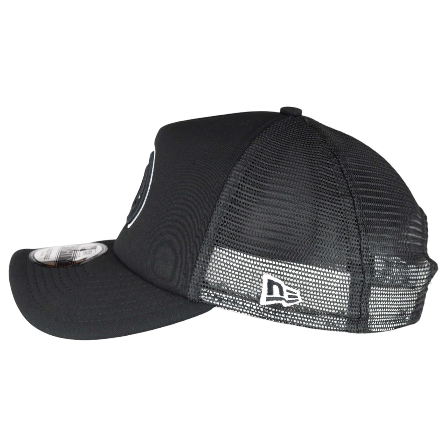 Chicago Cubs New Era 9FORTY A-Frame Foam Front Bullseye Black Trucker Hat