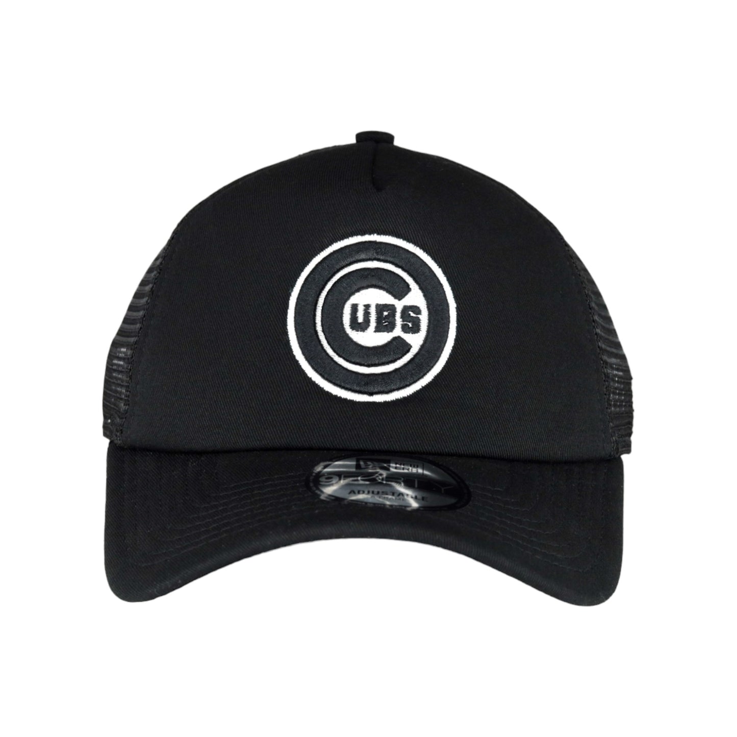 Chicago Cubs New Era 9FORTY A-Frame Foam Front Bullseye Black Trucker Hat