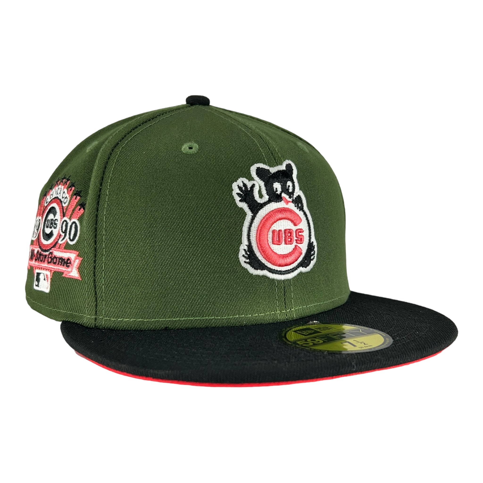 Chicago Cubs Rifle Green/Black Waving Bear 1990 ASG New Era 59FIFTY Fitted  Hat