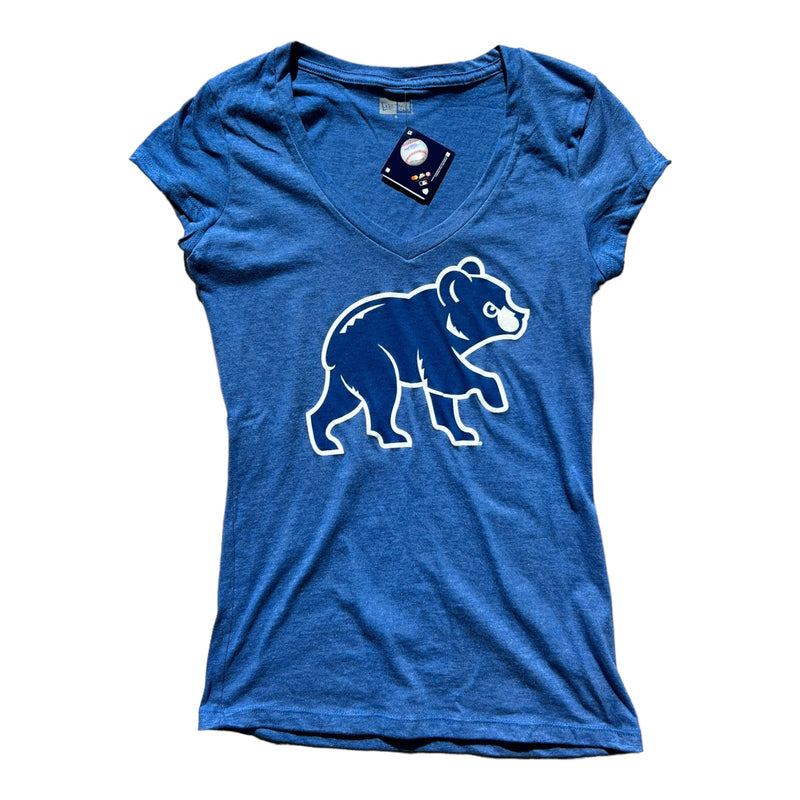 Chicago Cubs New Era Walking Bear Royal V-Neck Women's Shirt