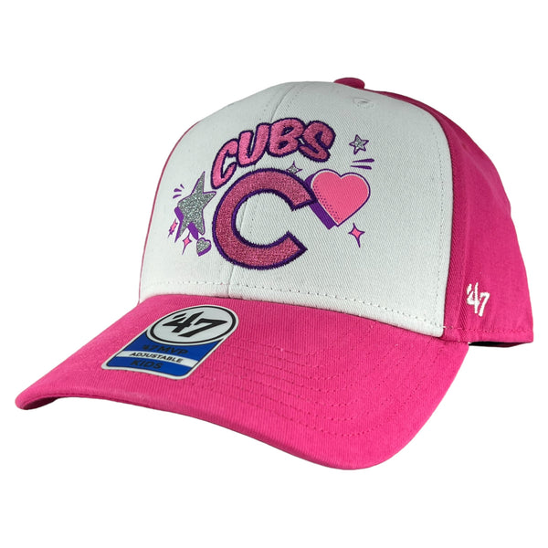 MLB Team Apparel Toddler Chicago Cubs Dark Pink Bubble Hearts T