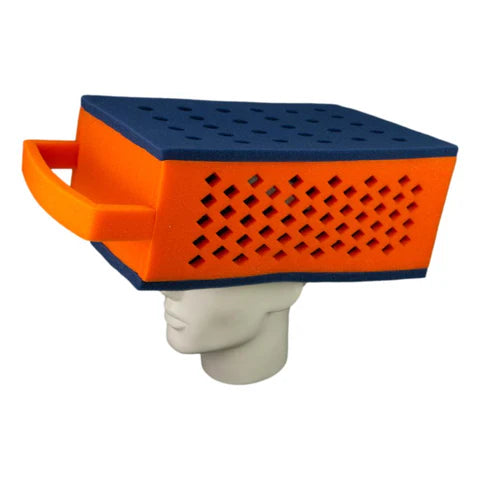Cheese Grater Foam Hat -  Navy Blue and Orange