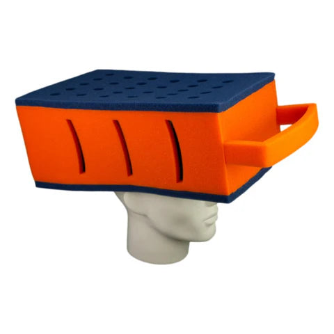 Cheese Grater Foam Hat -  Navy Blue and Orange