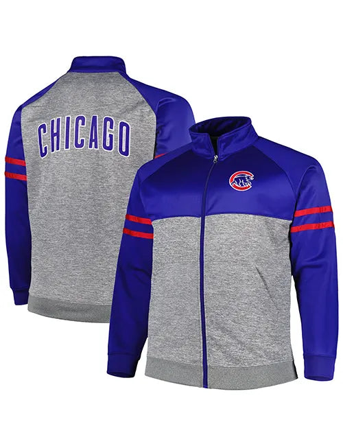 Chicago Cubs Men's Royal Blue and Grey Track Jacket