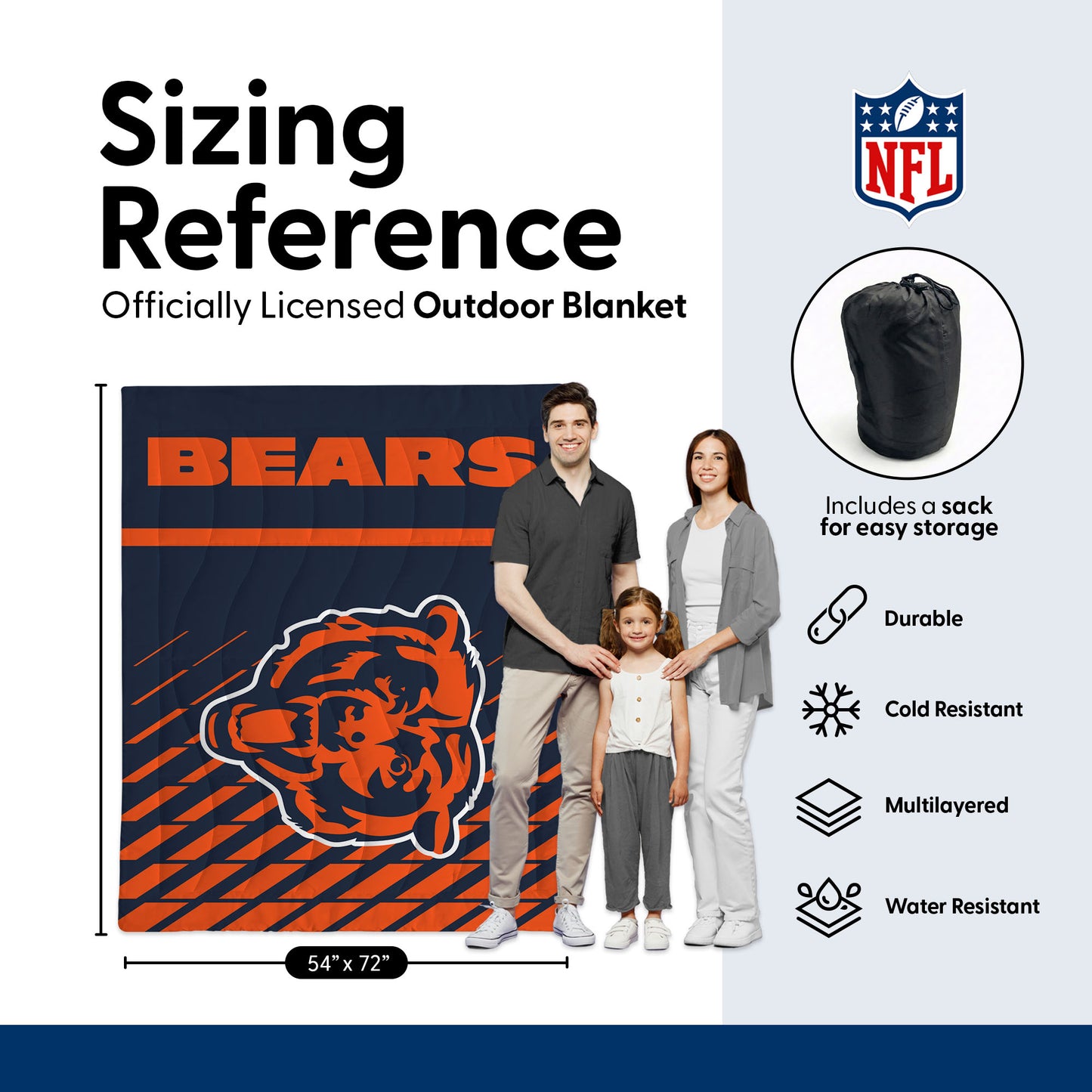 Chicago Bears 60in. x 70in. Outside Blanket