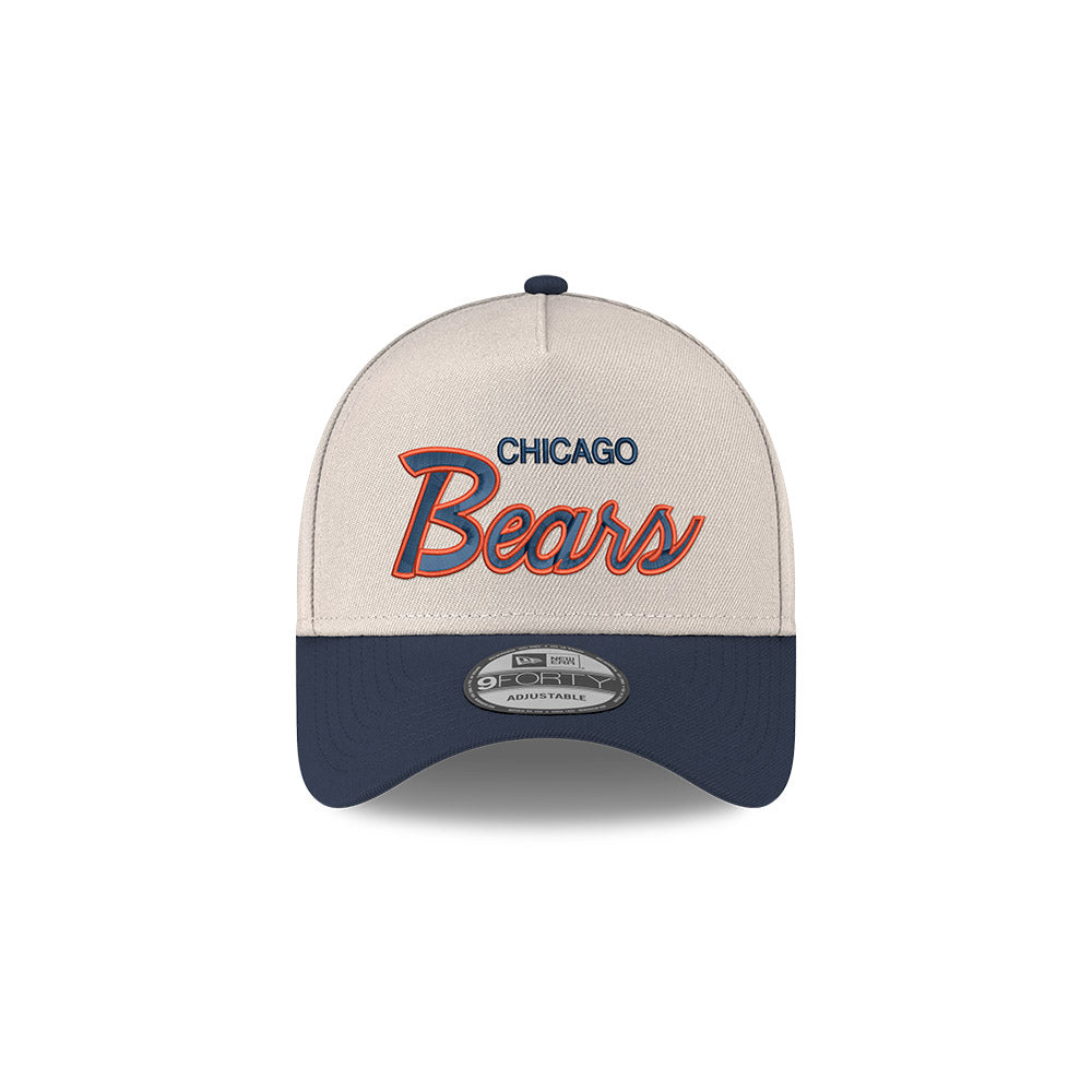 Chicago Bears Chrome/Black Script New Era 9FORTY A-Frame Adjustable Hat