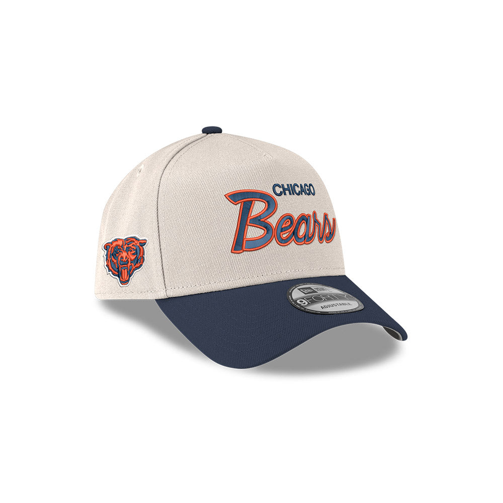 Chicago Bears Chrome/Black Script New Era 9FORTY A-Frame Adjustable Hat