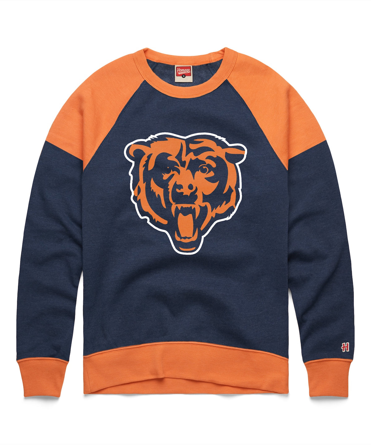 Chicago Bears Homage Colorblock Bear Head Crewneck Sweatshirt