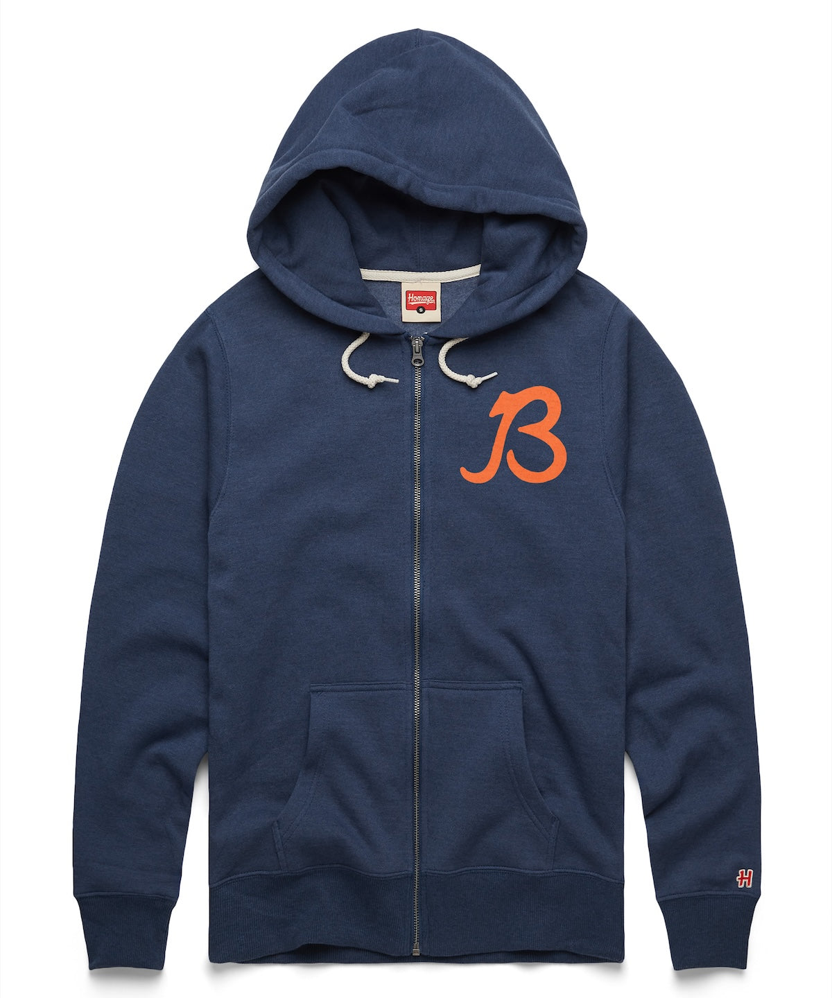 Chicago Bears Homage Navy B Full Zip Hoodie