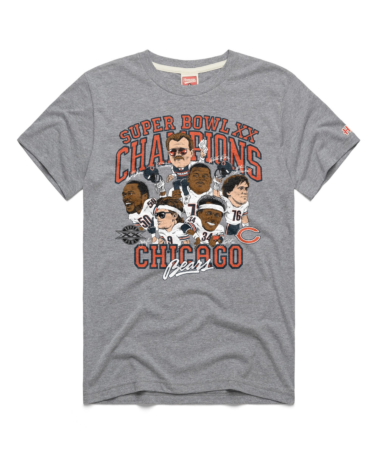 Chicago Bears Homage Super Bowl XX Champions Grey T-Shirt