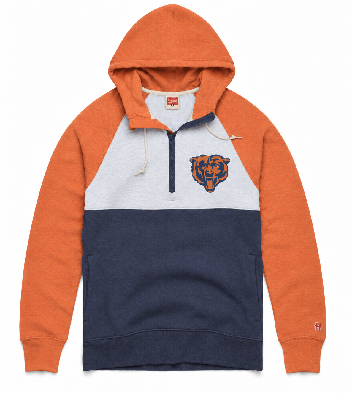 Chicago Bears Homage Tricolor Bear Head Power Zip Hoodie