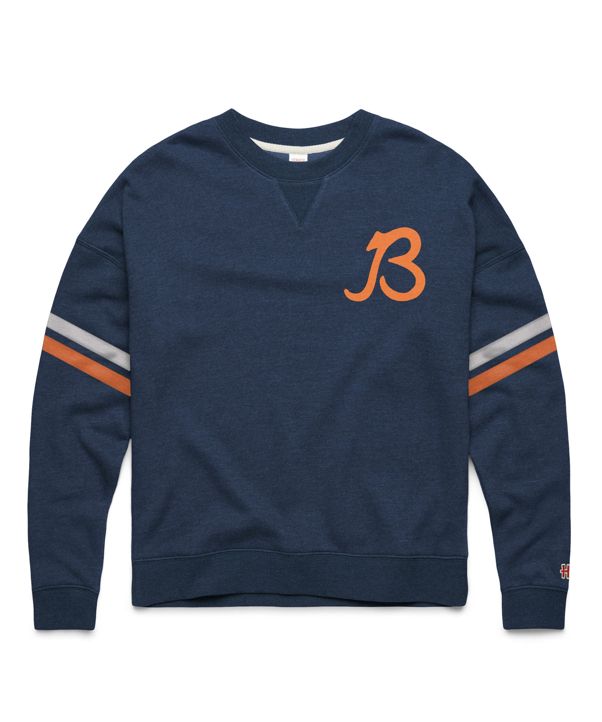 Chicago Bears Homage Women's Navy Arm Band Crewneck Sweatshirt