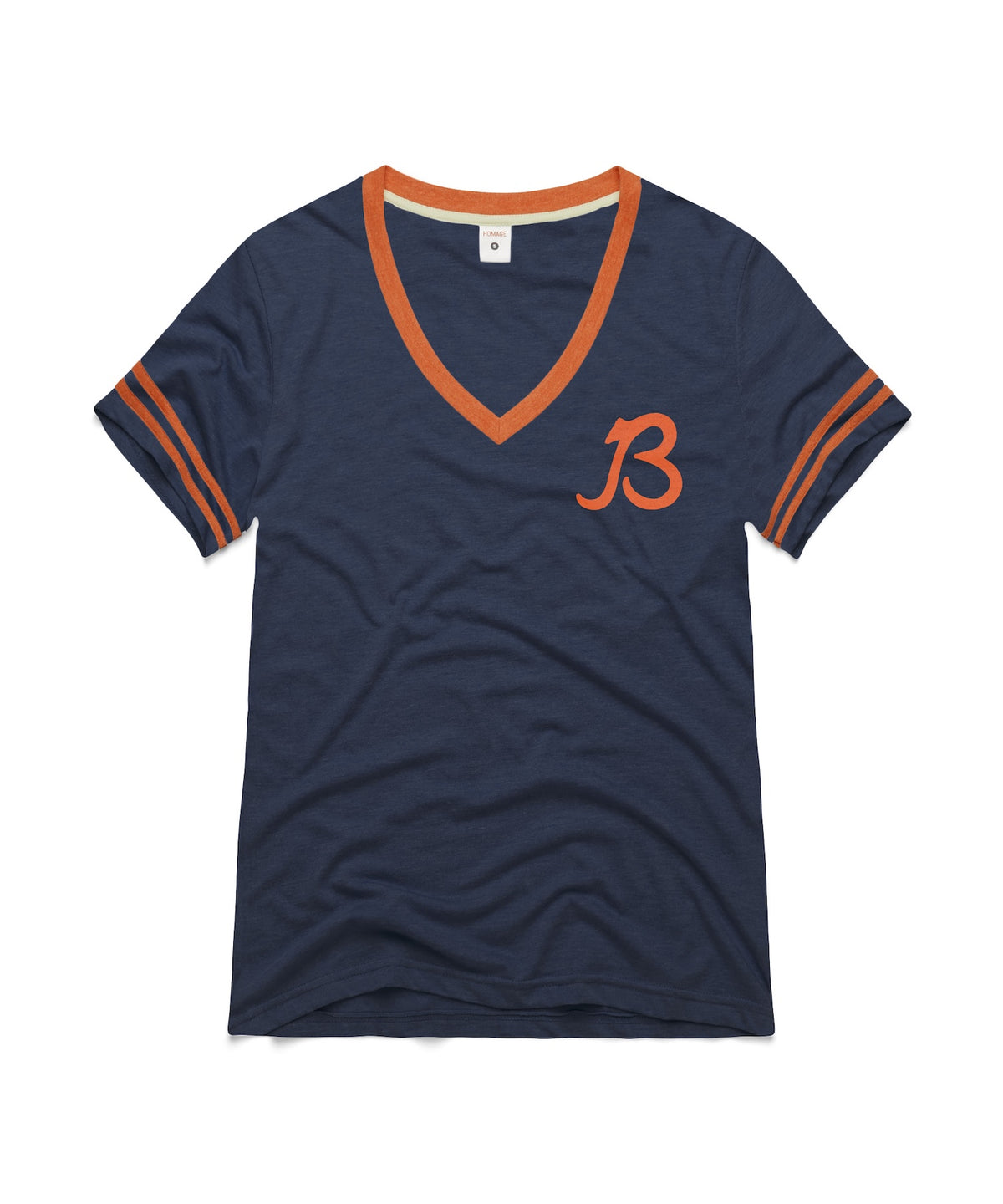Chicago Bears Homage Women's Script B Navy V-neck Tee