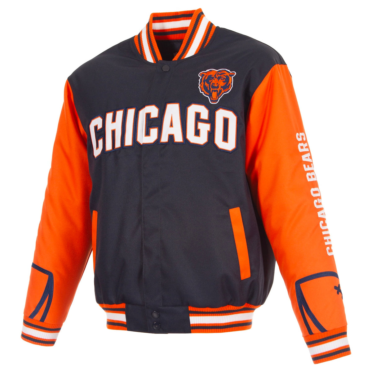 Chicago Bears JH Design Navy & Orange Button Up Jacket