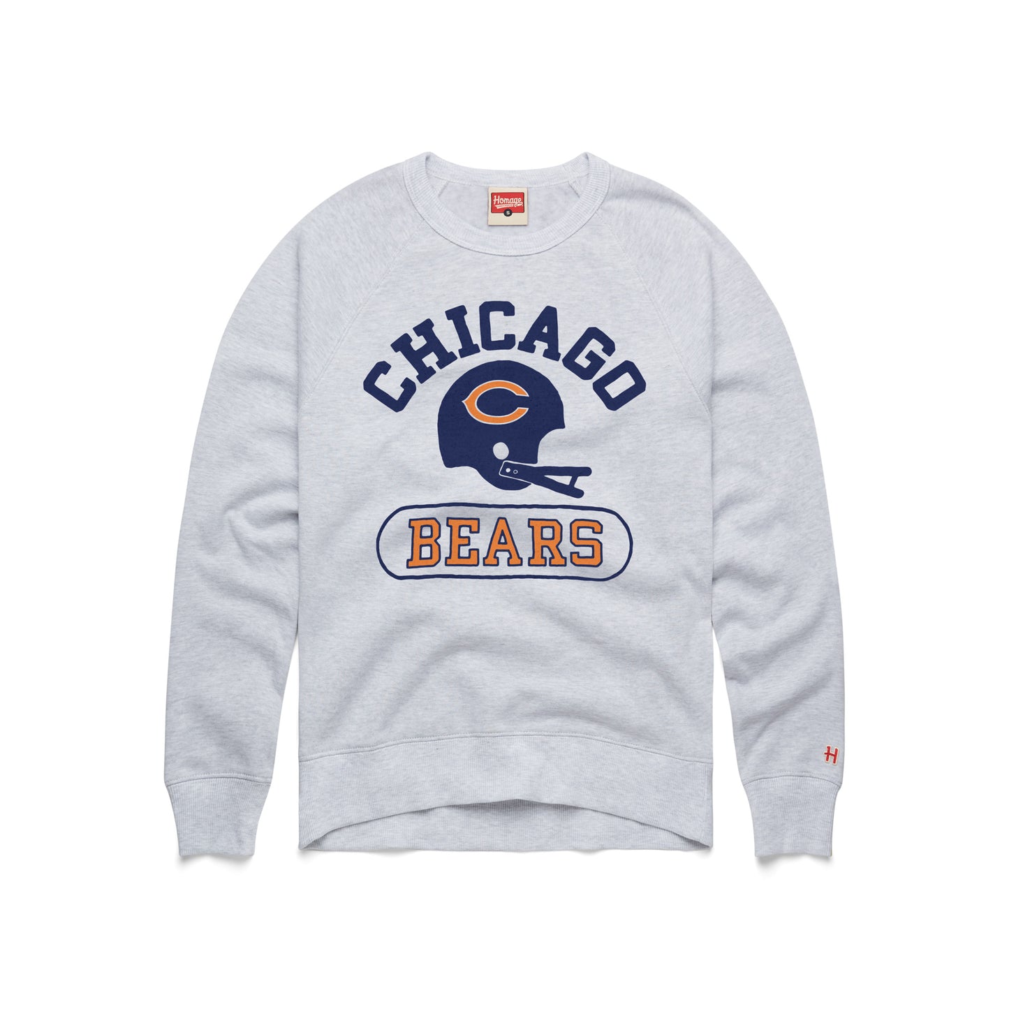 Chicago Bears Light Grey Homage Helmet Crewneck Sweatshirt