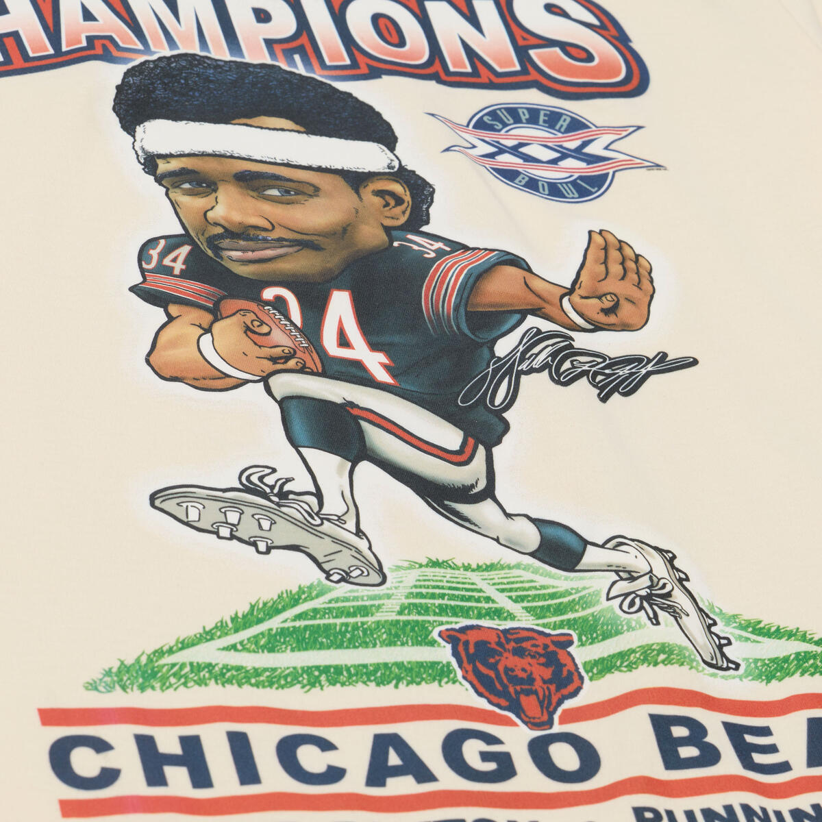 Chicago Bears Mitchell & Ness Throwback Walter Payton Natural Caricature NFC Champs T-Shirt